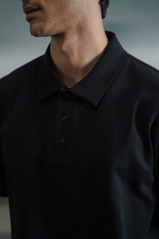 BLACK TENCEL COTTON POLO