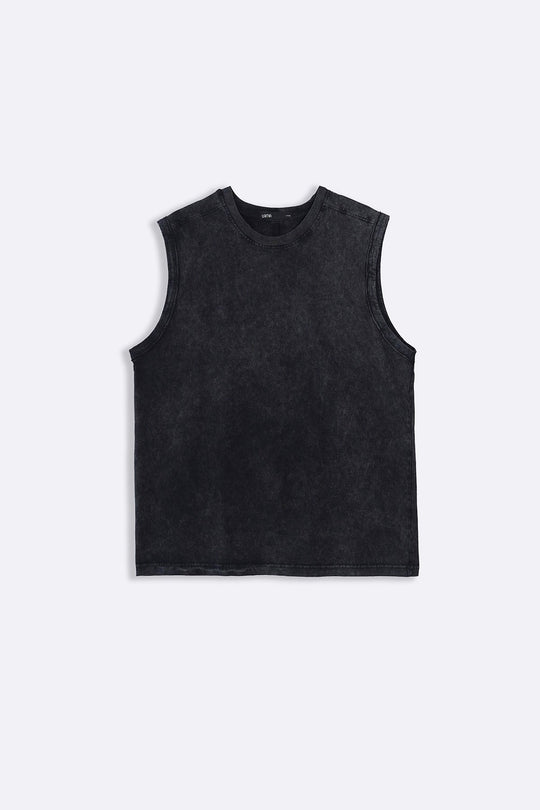 BLACK WASHED EFFECT TANK TOP