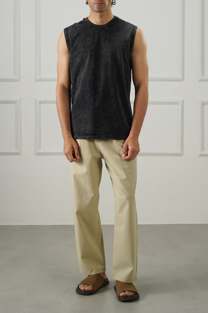 BLACK WASHED EFFECT TANK TOP