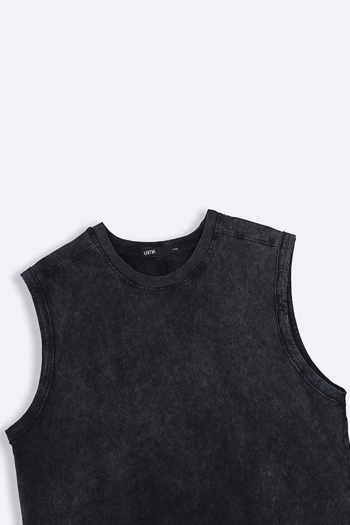 BLACK WASHED EFFECT TANK TOP
