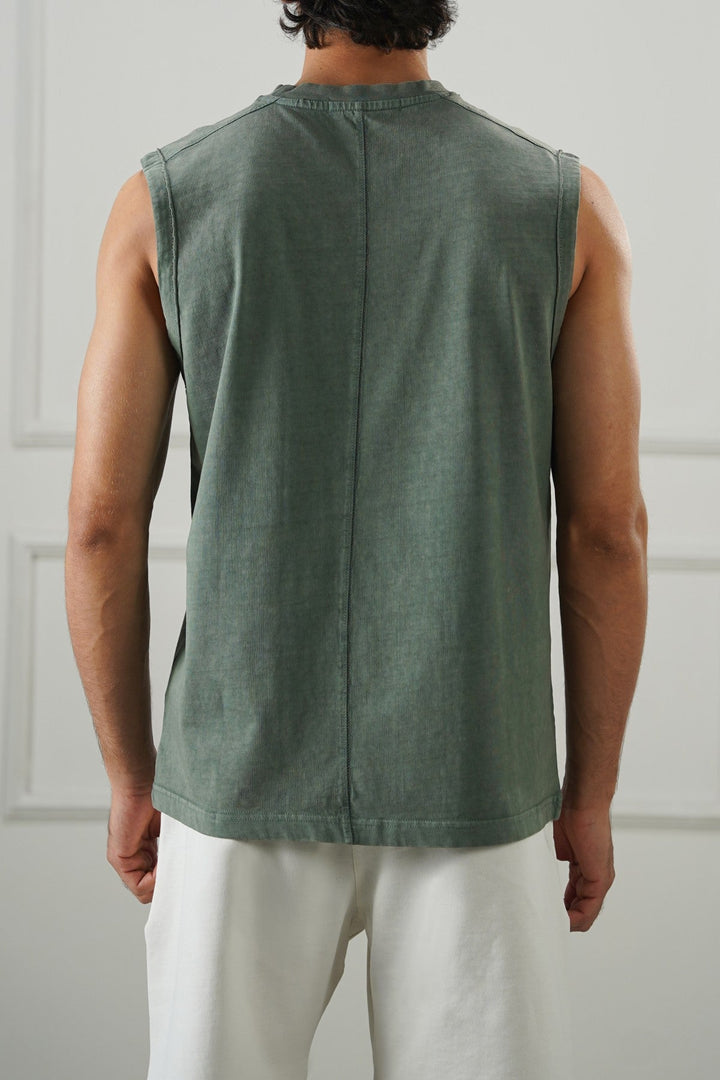 OLIVE WASHED EFFECT TANK TOP