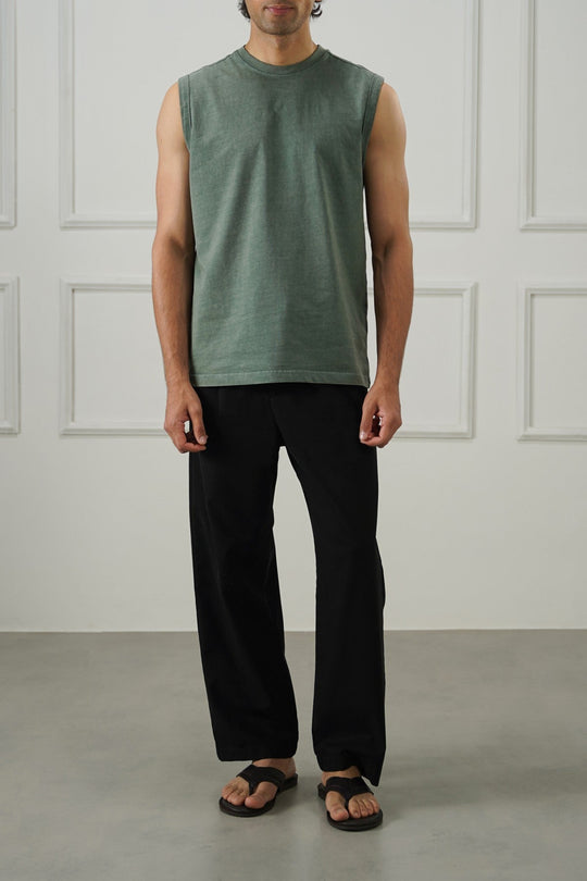 OLIVE WASHED EFFECT TANK TOP