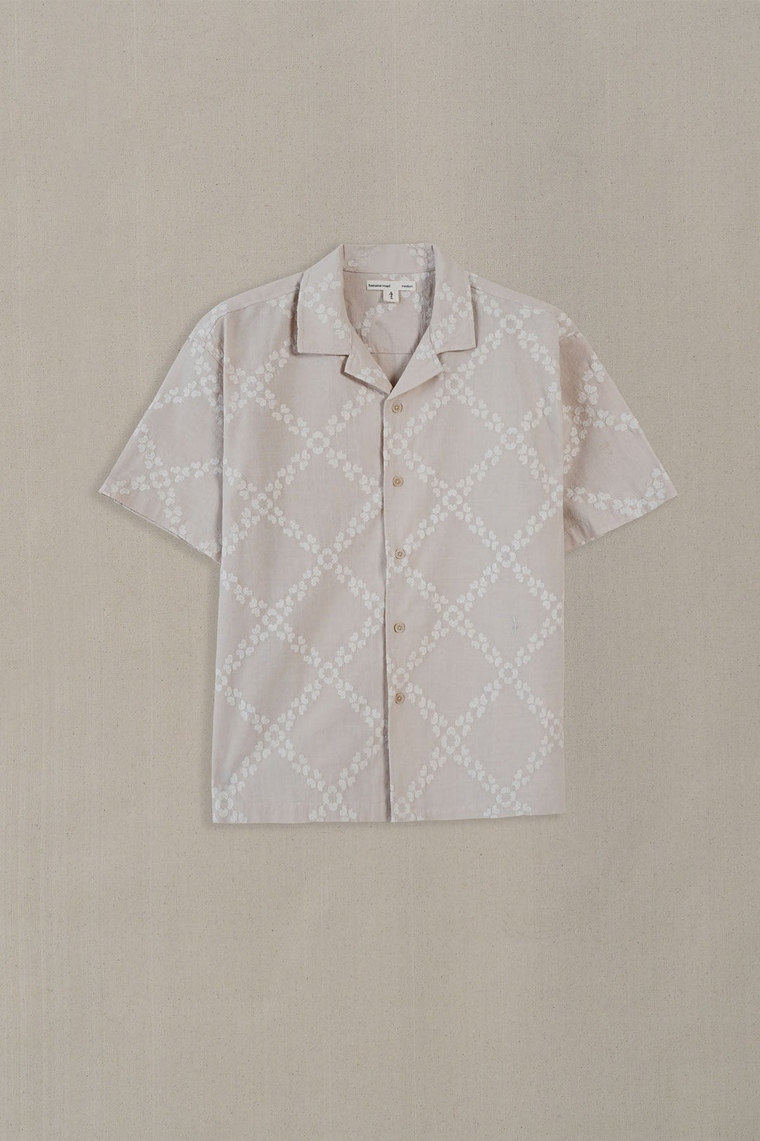 BEIGE MONTEGO BAY EMBROIDERED SHIRT
