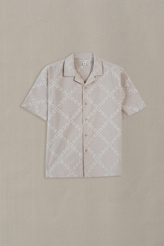 BEIGE MONTEGO BAY EMBROIDERED SHIRT