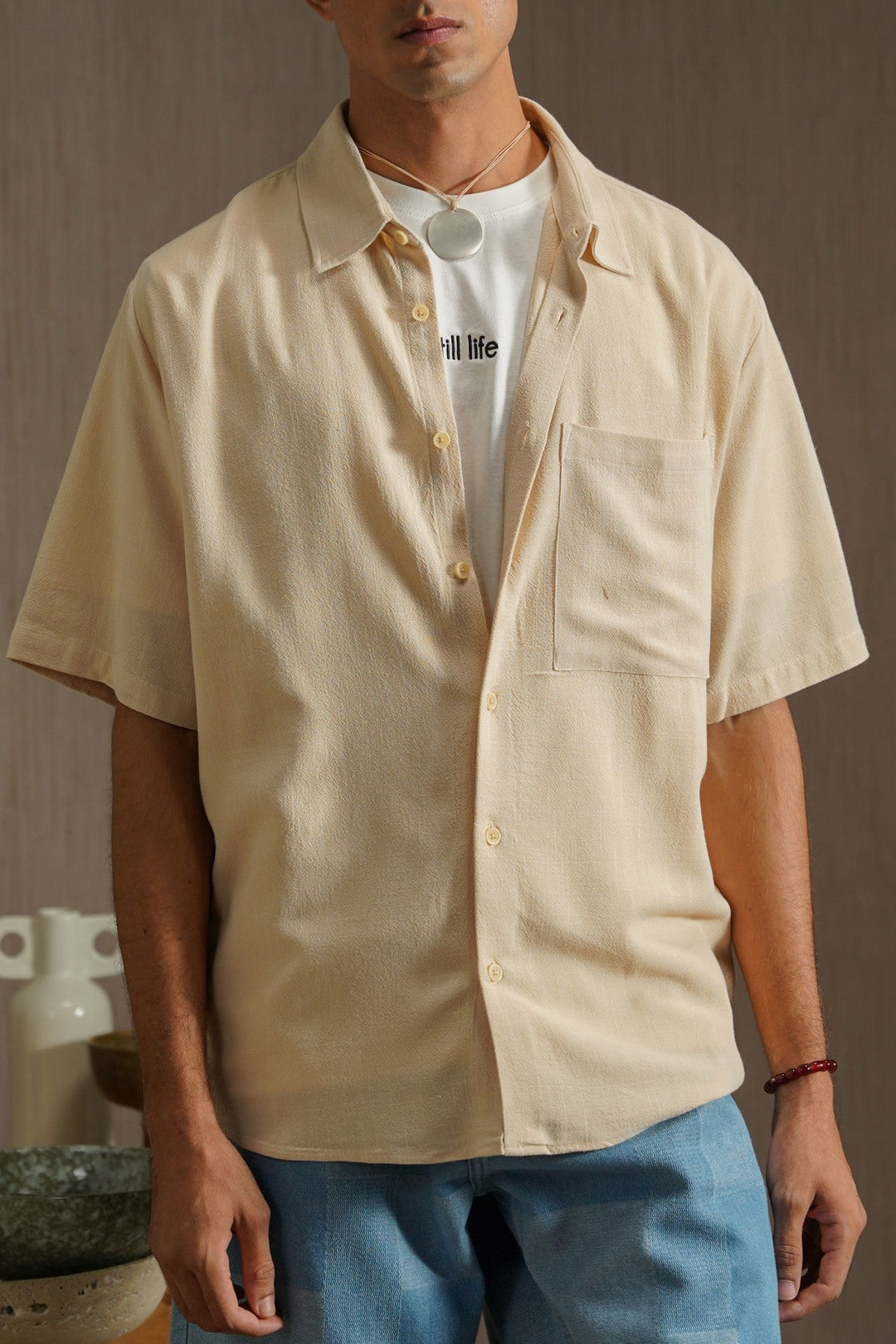 BEIGE ARTISAN WEAVE SHIRT