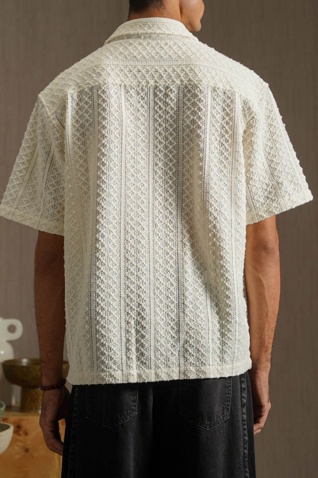 OFF WHITE TEXTURED RESORT SHIRT