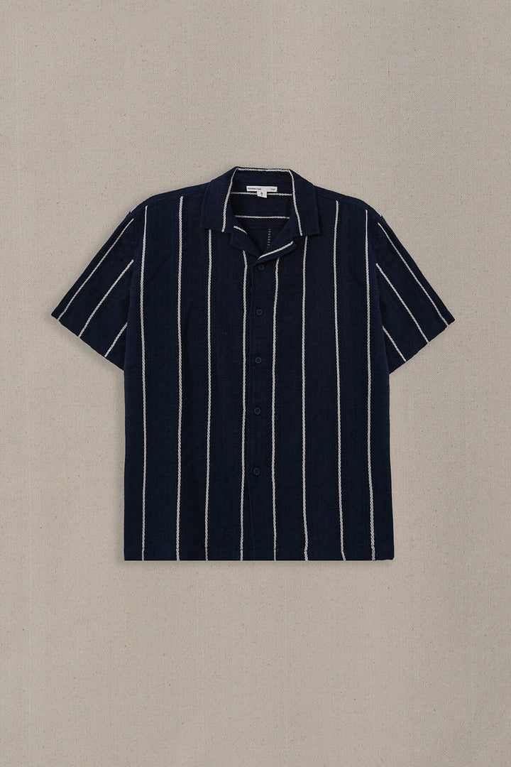 NAVY CONTRAST STRIPE SHIRT