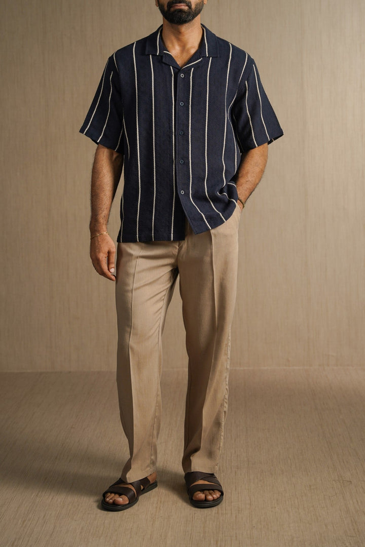 NAVY CONTRAST STRIPE SHIRT