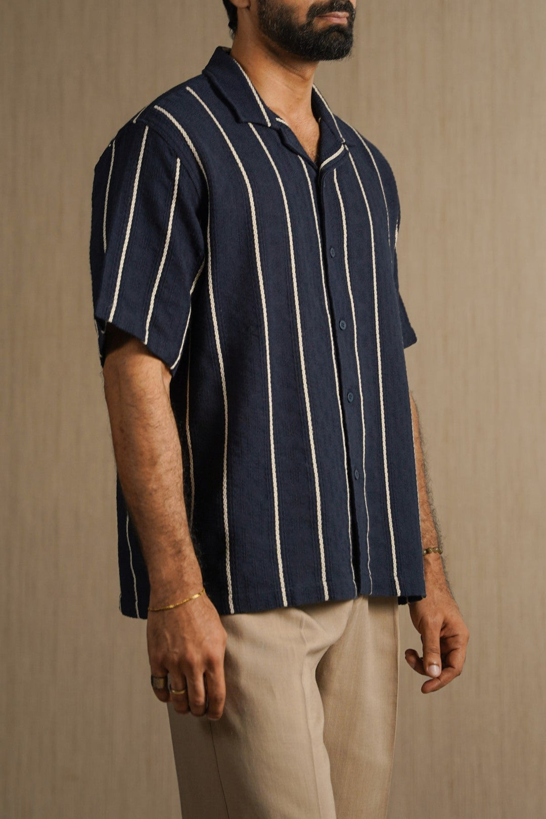 NAVY CONTRAST STRIPE SHIRT