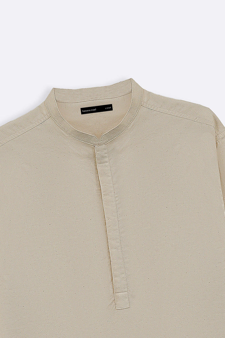 OFF WHITE GEOMETRIC JACQUARD SHORT SHIRT