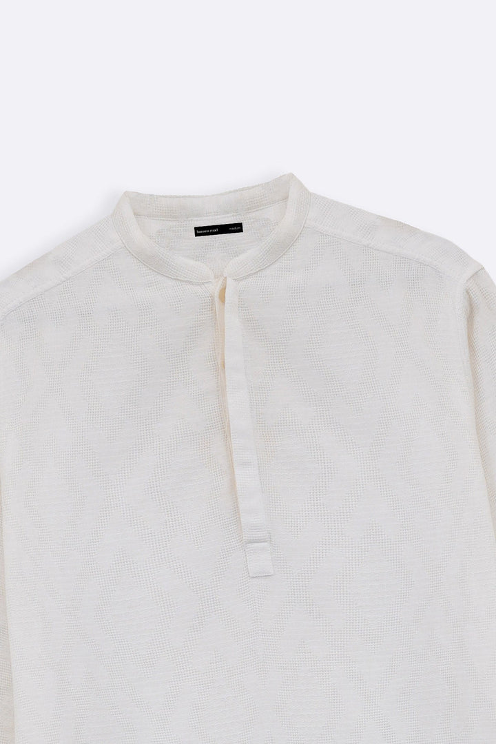 OFF WHITE TEXTURED JACQUARD SHIRT