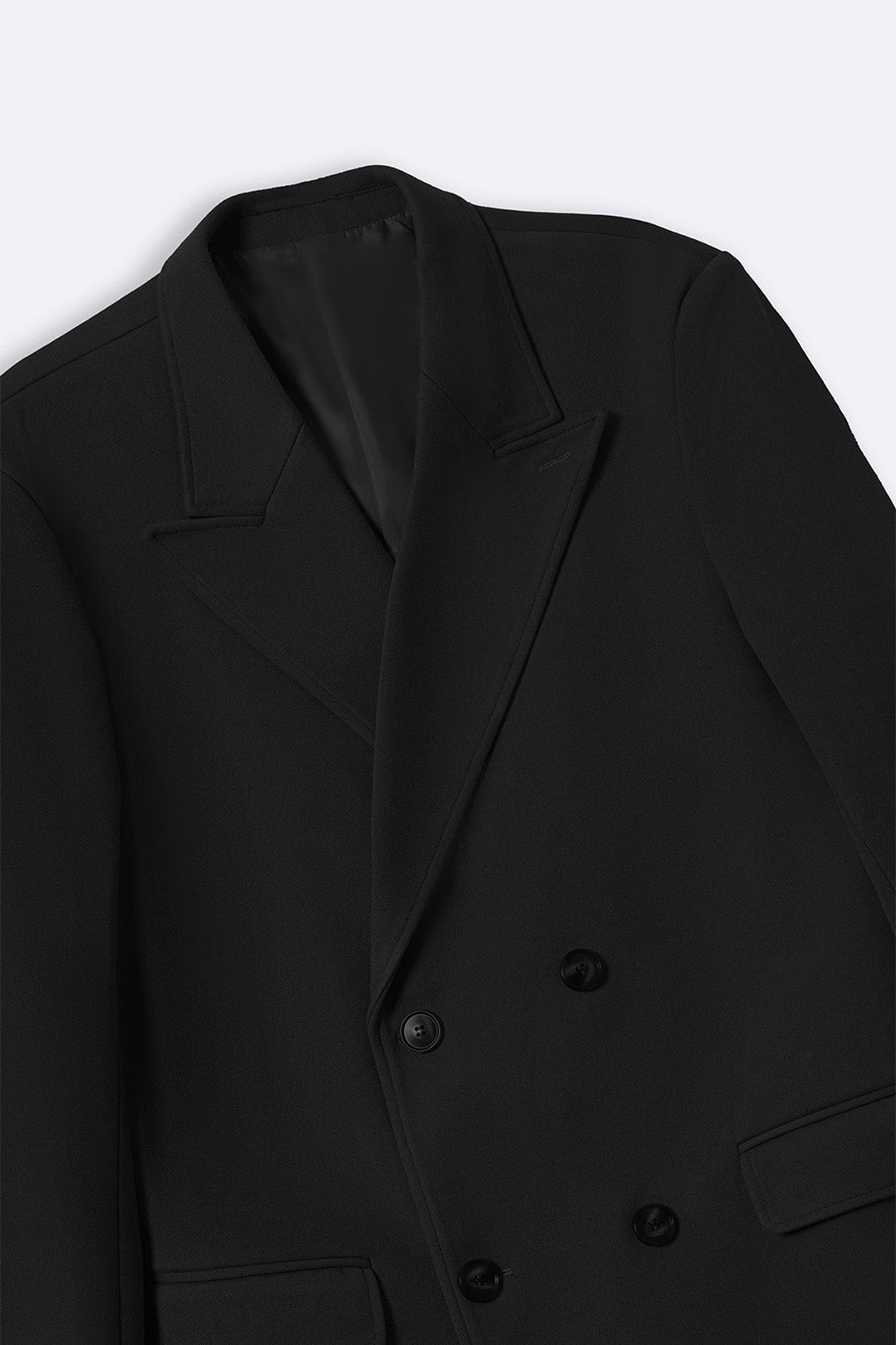 BLACK DOUBLE BREASTED OVERCOAT