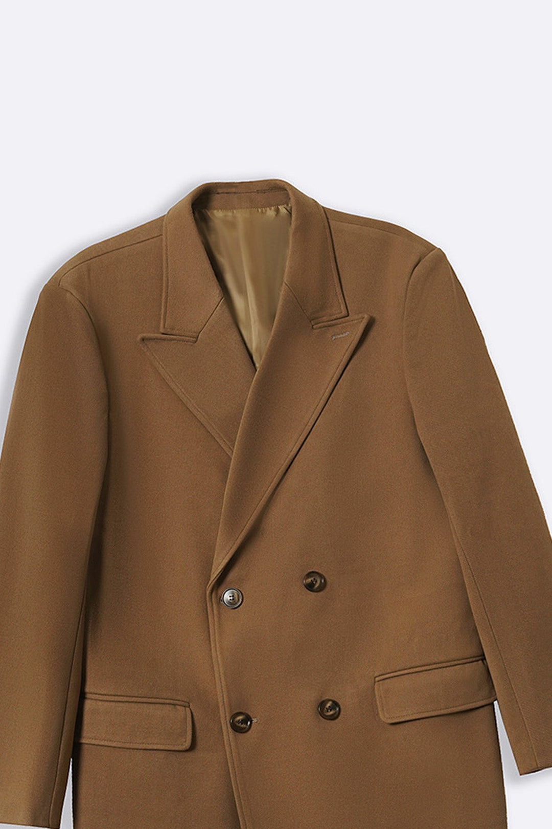 CAMEL DOUBLE BREASTED OVERCOAT
