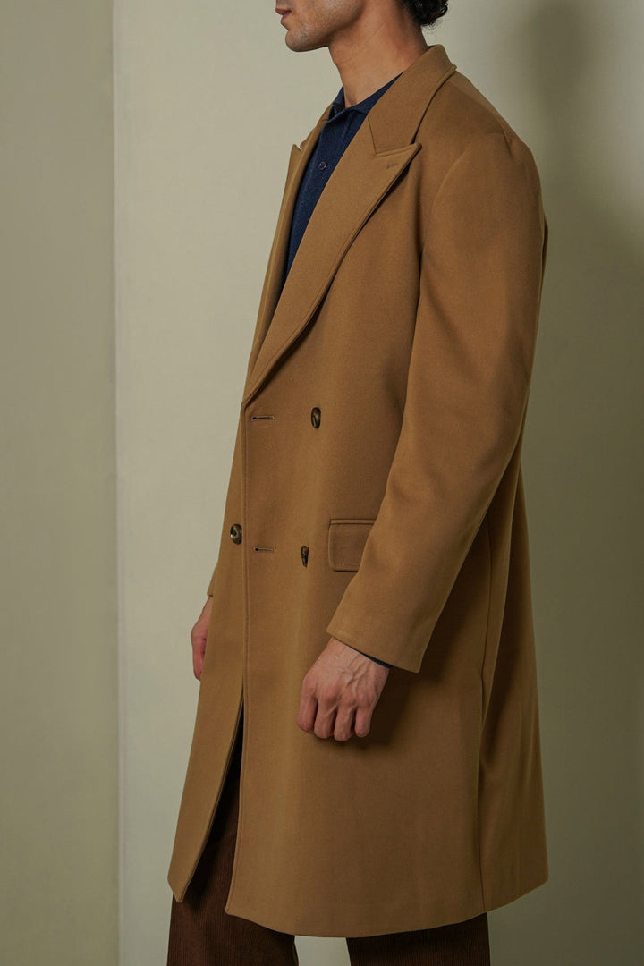 CAMEL DOUBLE BREASTED OVERCOAT