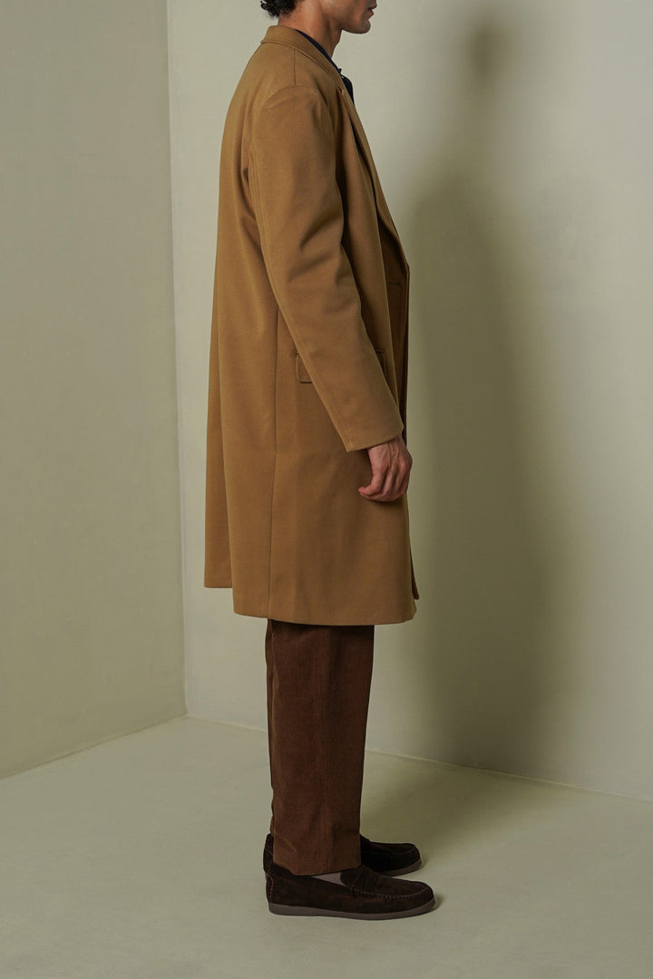 CAMEL DOUBLE BREASTED OVERCOAT