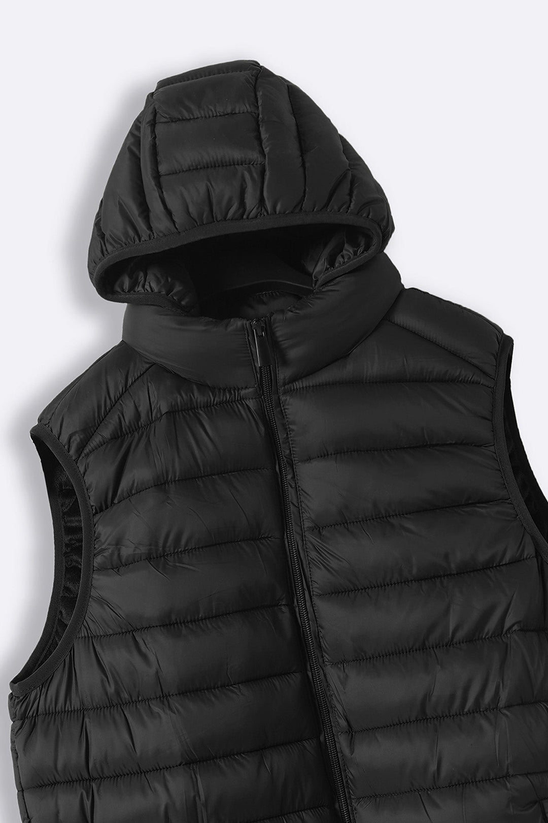 BLACK HOODED GILET