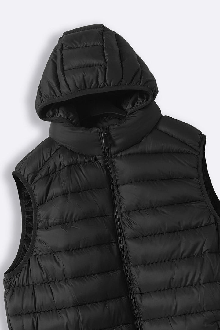 BLACK HOODED GILET