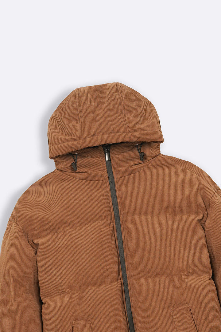 BROWN CORDUROY PUFFER JACKET