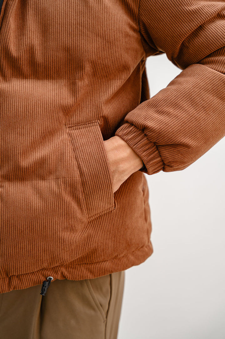 BROWN CORDUROY PUFFER JACKET