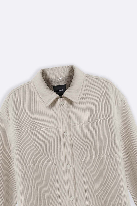 CREAM FUR-LINED CORDUROY JACKET