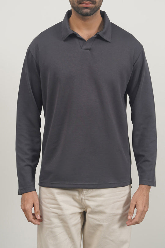 CHARCOAL JOHNNY COLLAR POLO