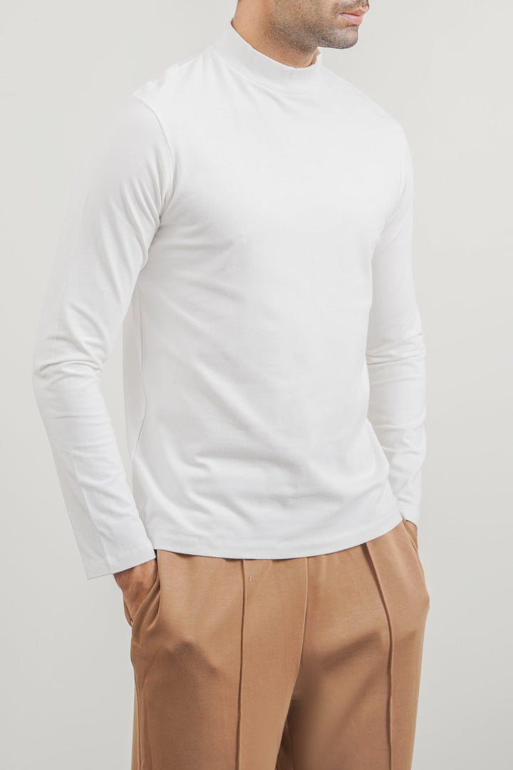 WHITE HIGH NECK T-SHIRT