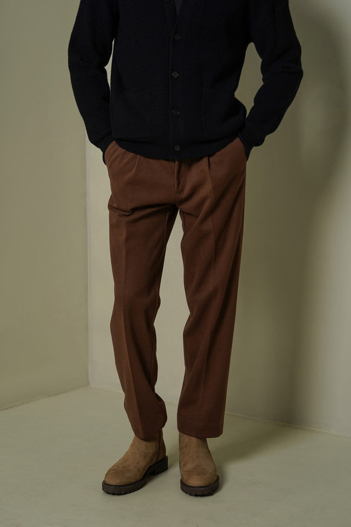 BROWN TAILORED WOOLEN PANTS