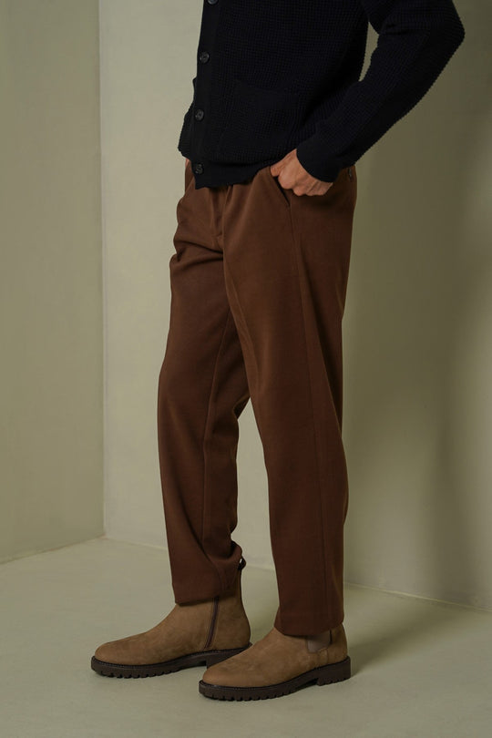 BROWN TAILORED WOOLEN PANTS