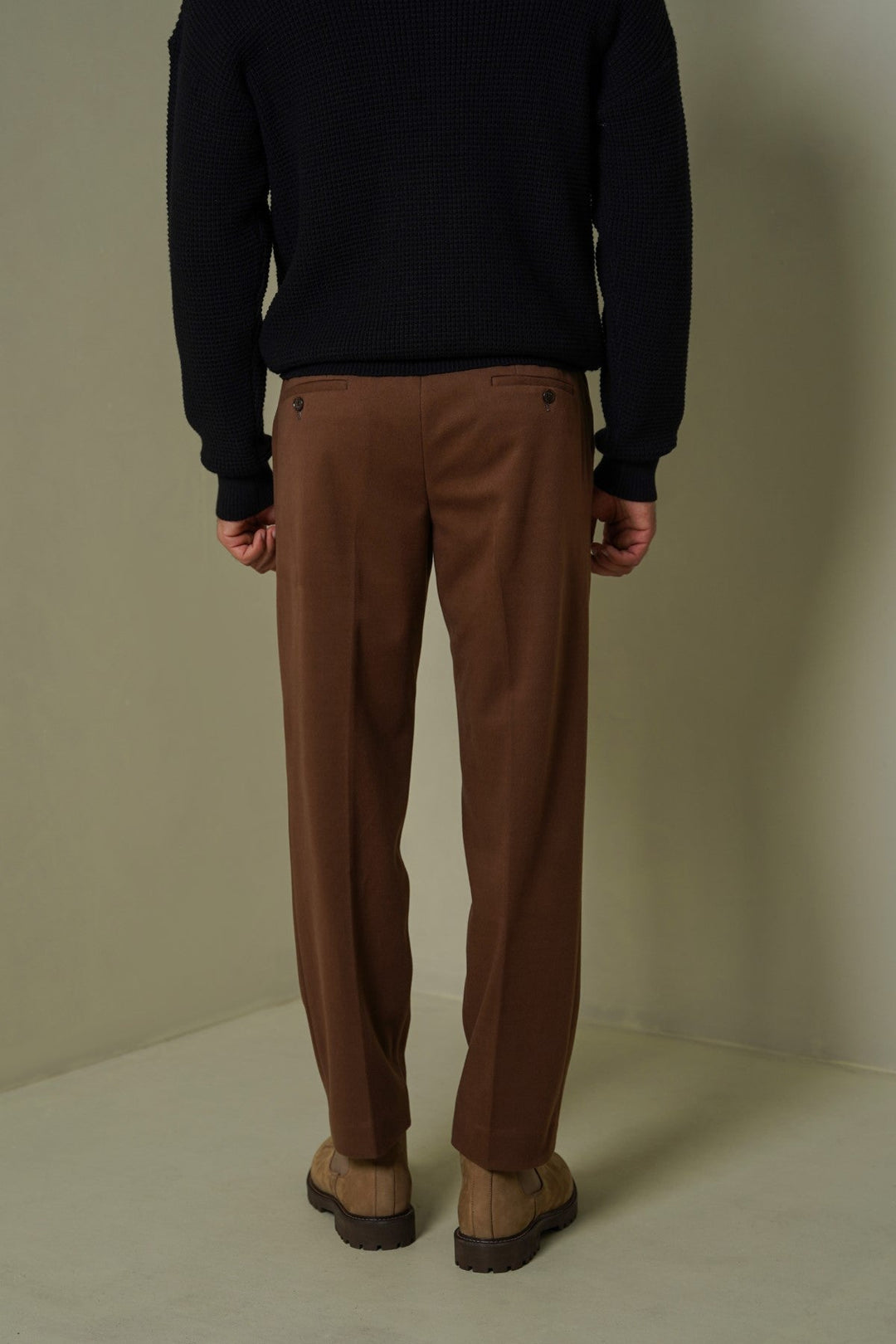 BROWN TAILORED WOOLEN PANTS