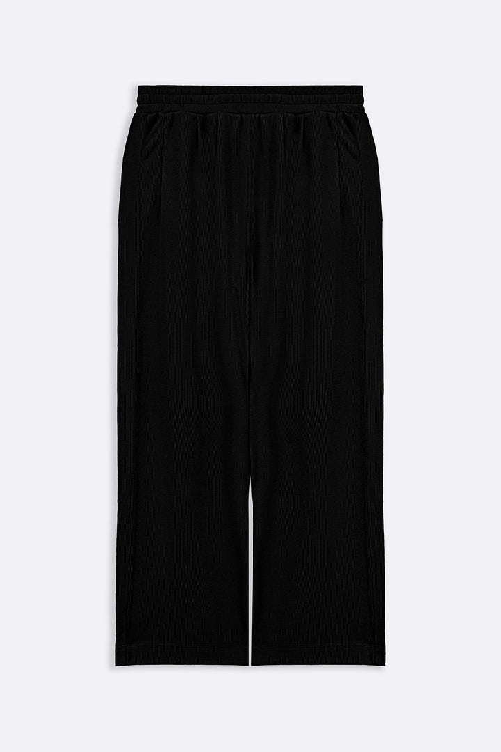 BLACK KNITTED LOOSE PANTS