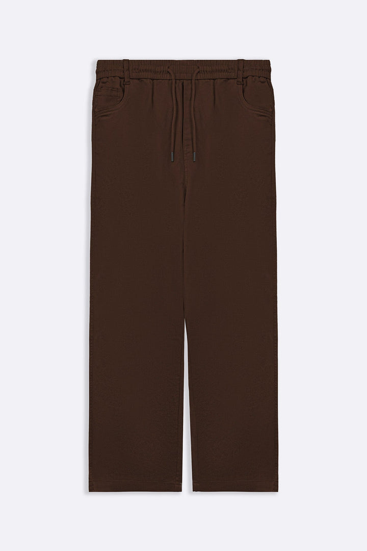 BROWN RELAXED TWILL PANTS