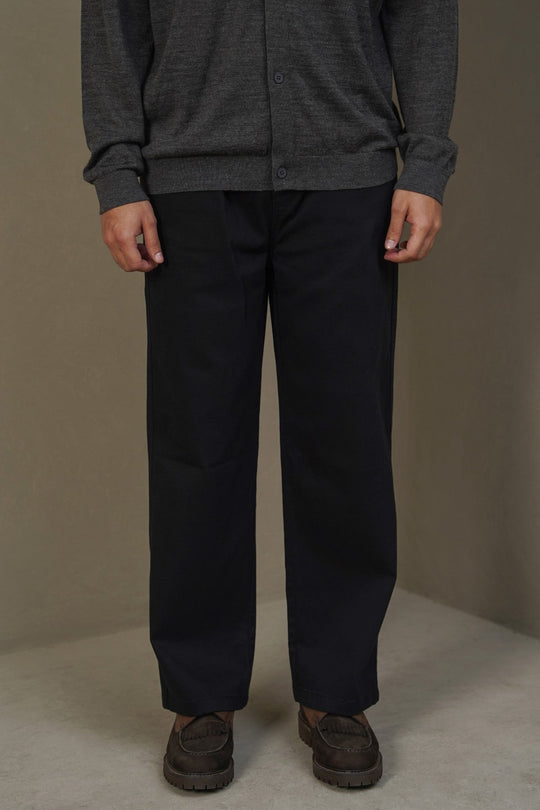 BLACK RELAXED TWILL PANTS