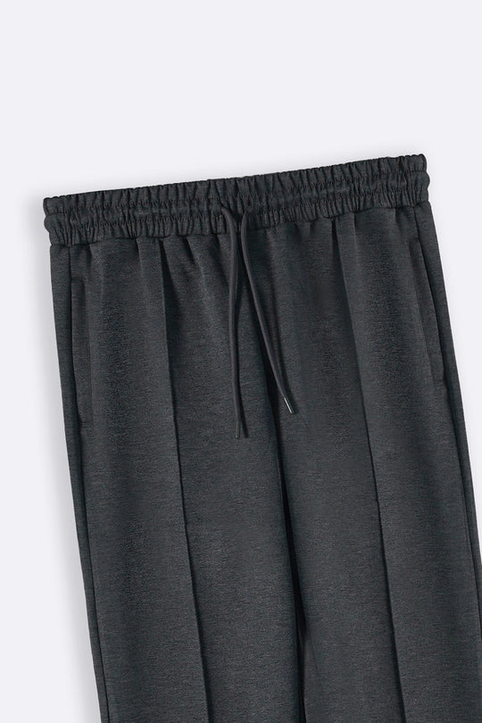 CHARCOAL EASY PLEATED TROUSERS