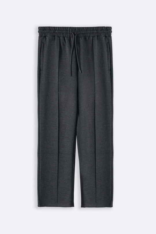 CHARCOAL EASY PLEATED TROUSERS