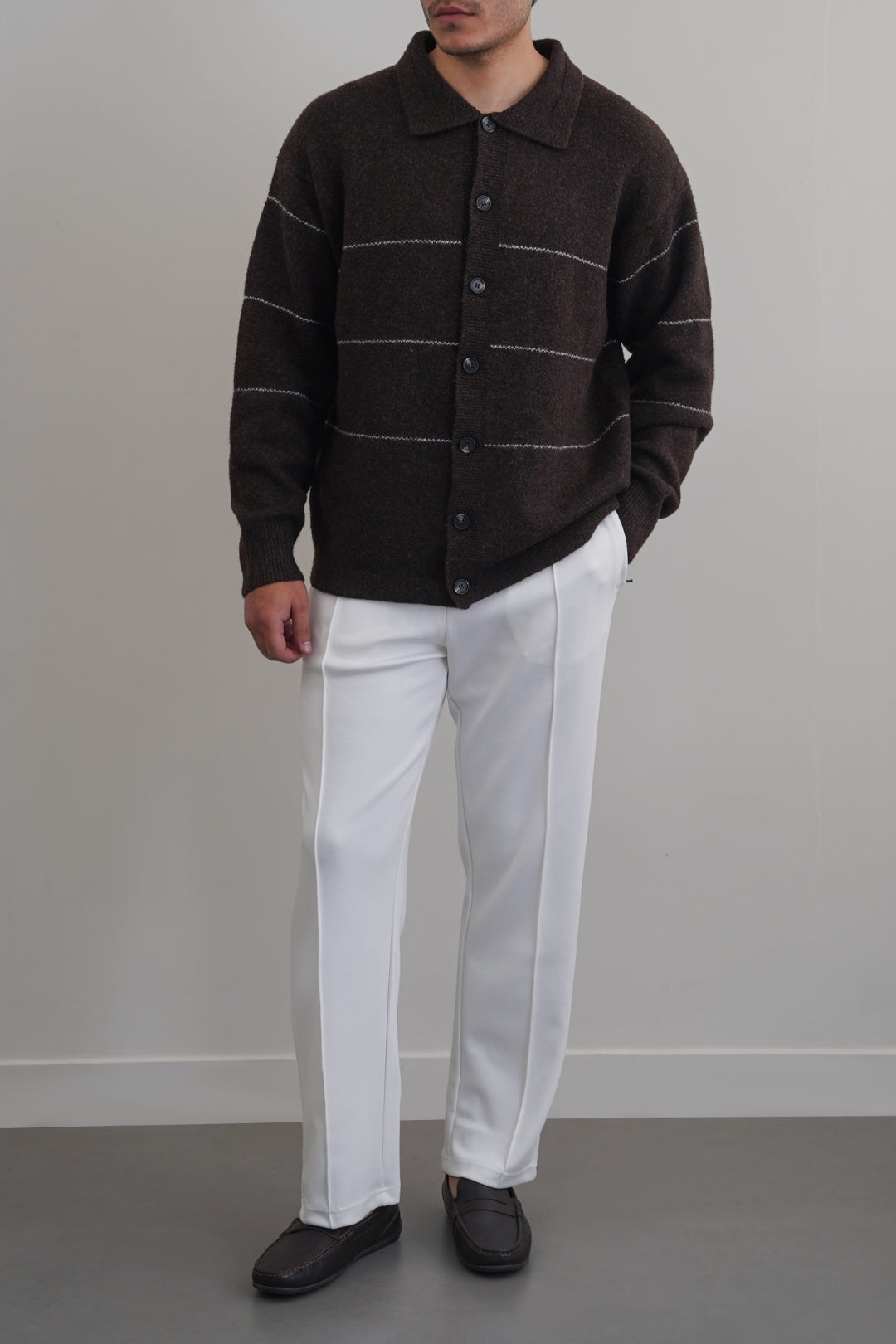 IVORY EASY PLEATED TROUSERS