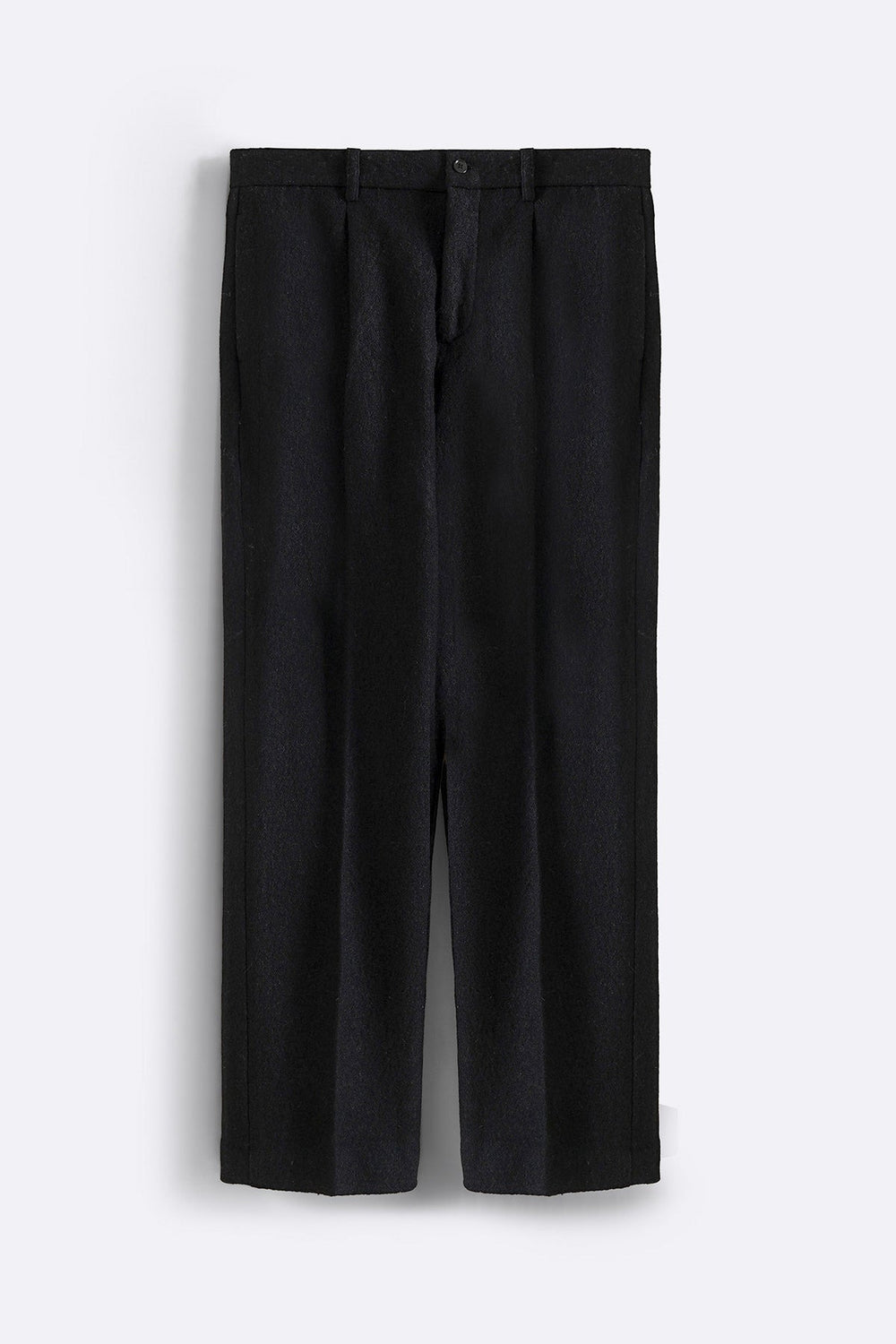 BLACK WOOL-BLEND DAILY PANTS
