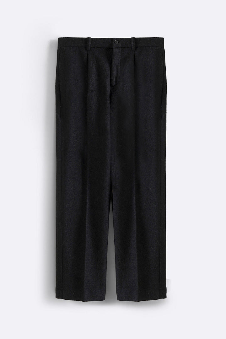BLACK WOOL-BLEND DAILY PANTS