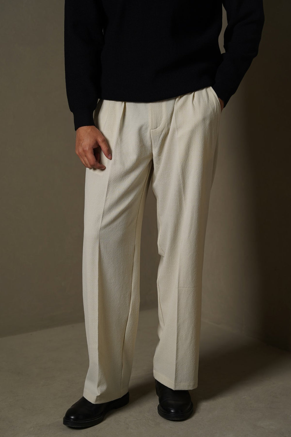 BEIGE LOOSE TAILORED PANTS