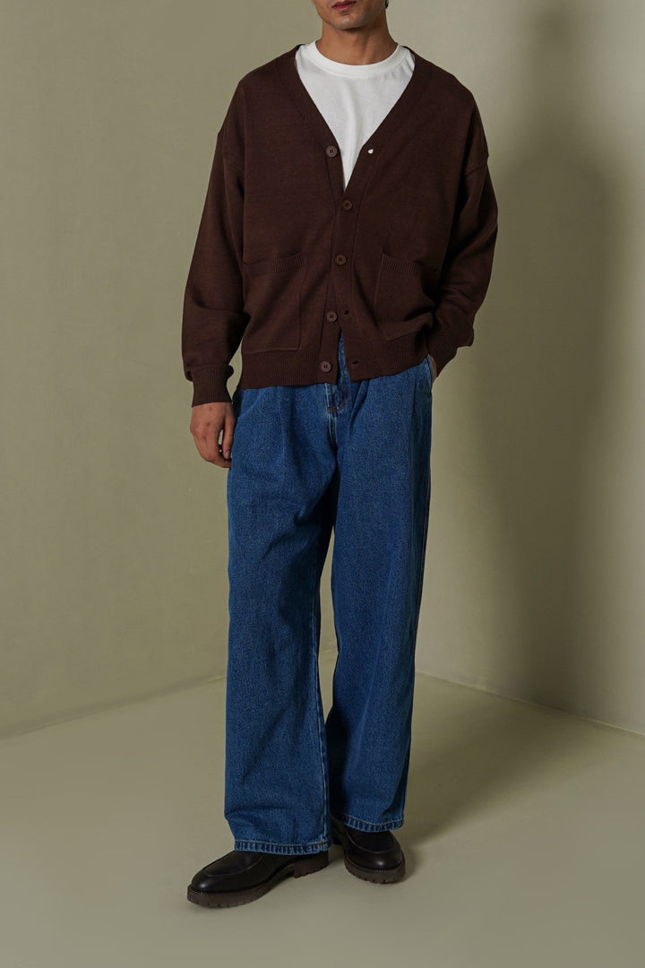 BLUE 3D PLEAT DENIM PANTS