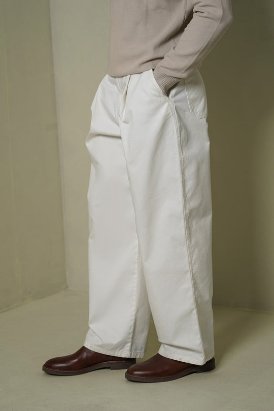 ECRU 3D PLEAT DENIM PANTS