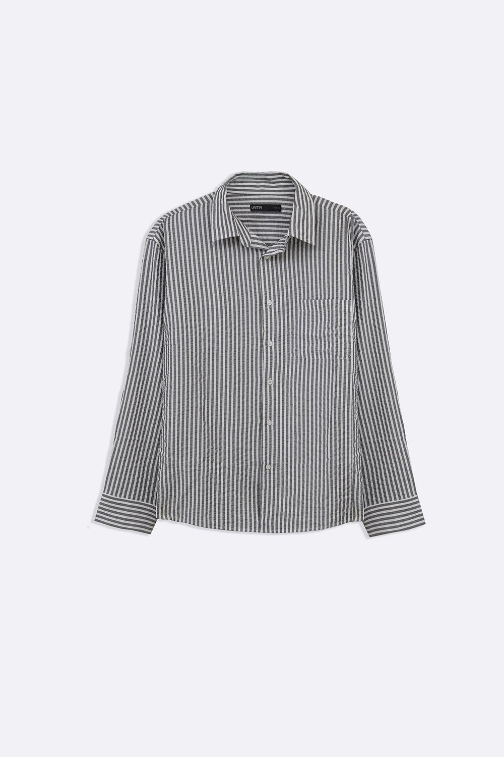 BLACK SEERSUCKER FLOWY SHIRT