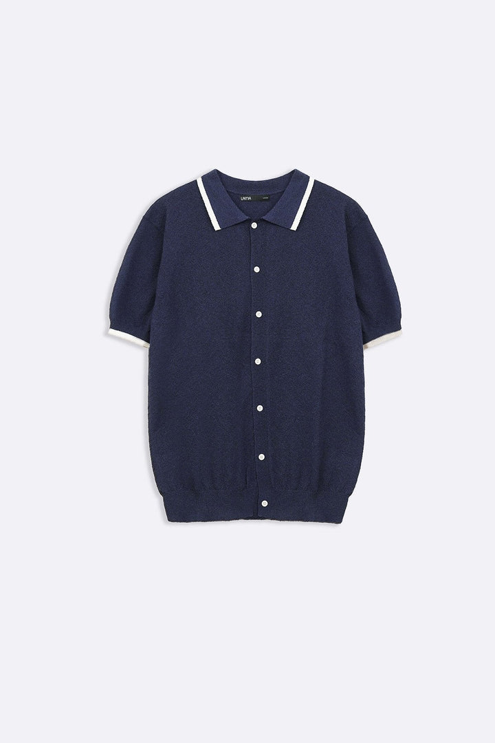 NAVY CLUB POLO CARDIGAN