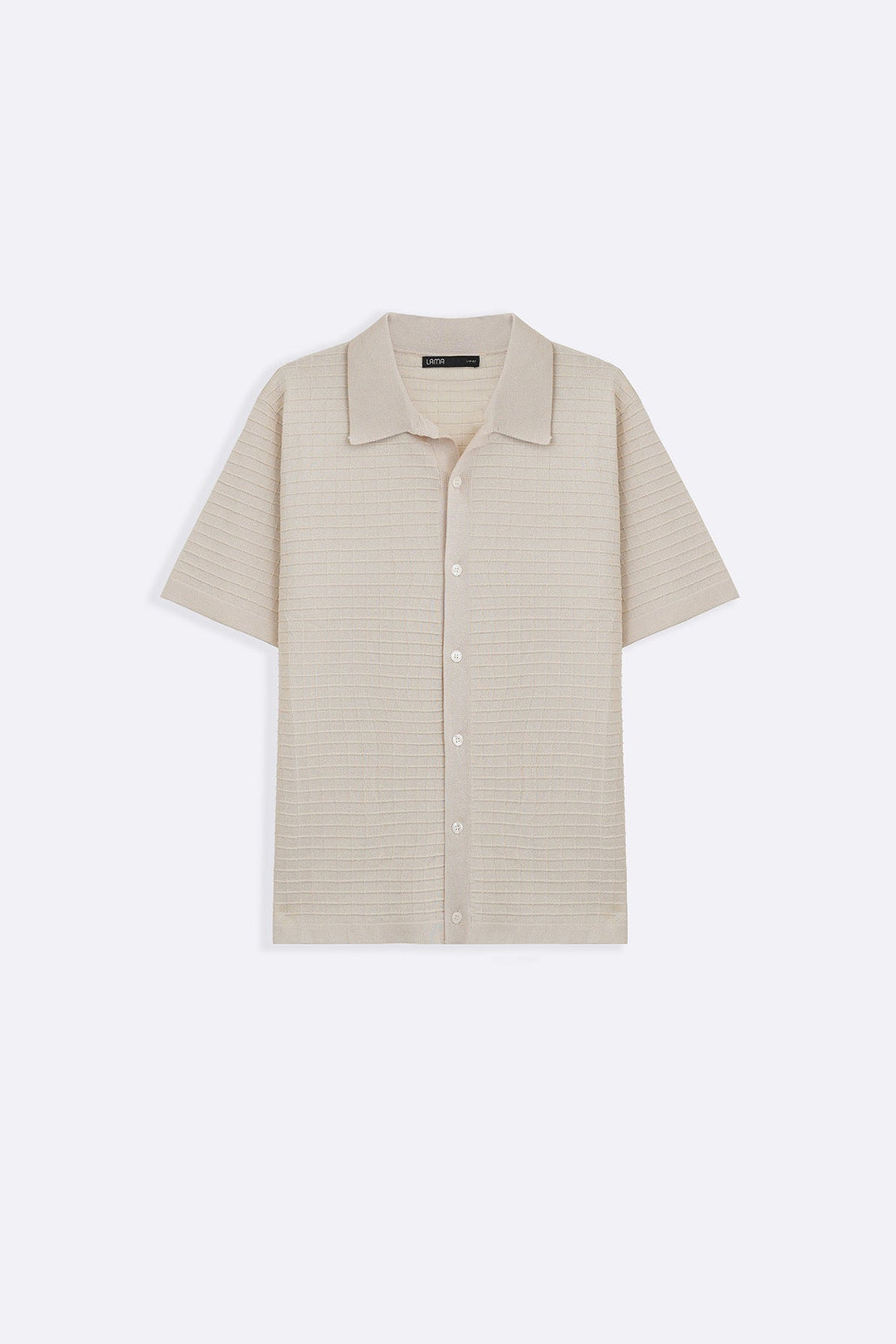 CREAM WAFFLE-KNIT SHIRT