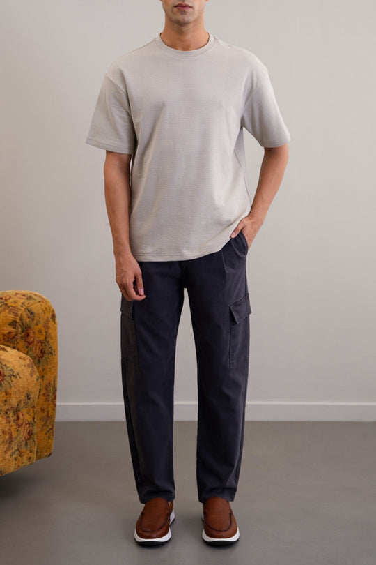 GREY JACQUARD COTTON CLASSIC TEE