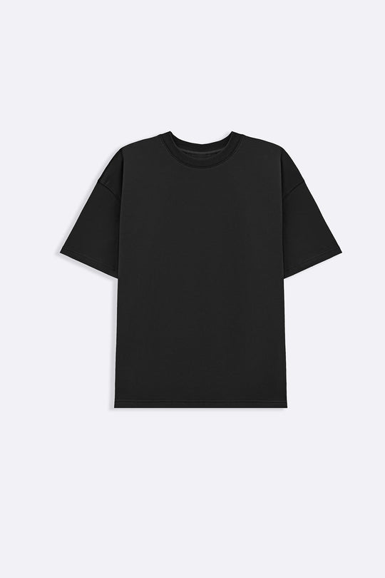 BLACK OVERSIZED TERRY TEE