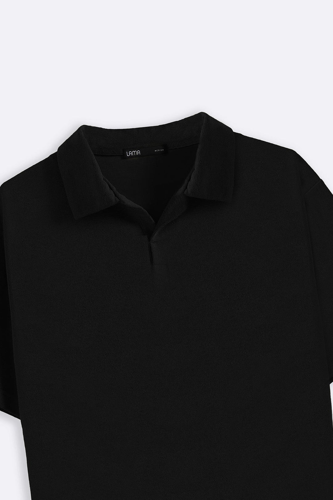 BLACK TEXTURED ESSENTIAL POLO