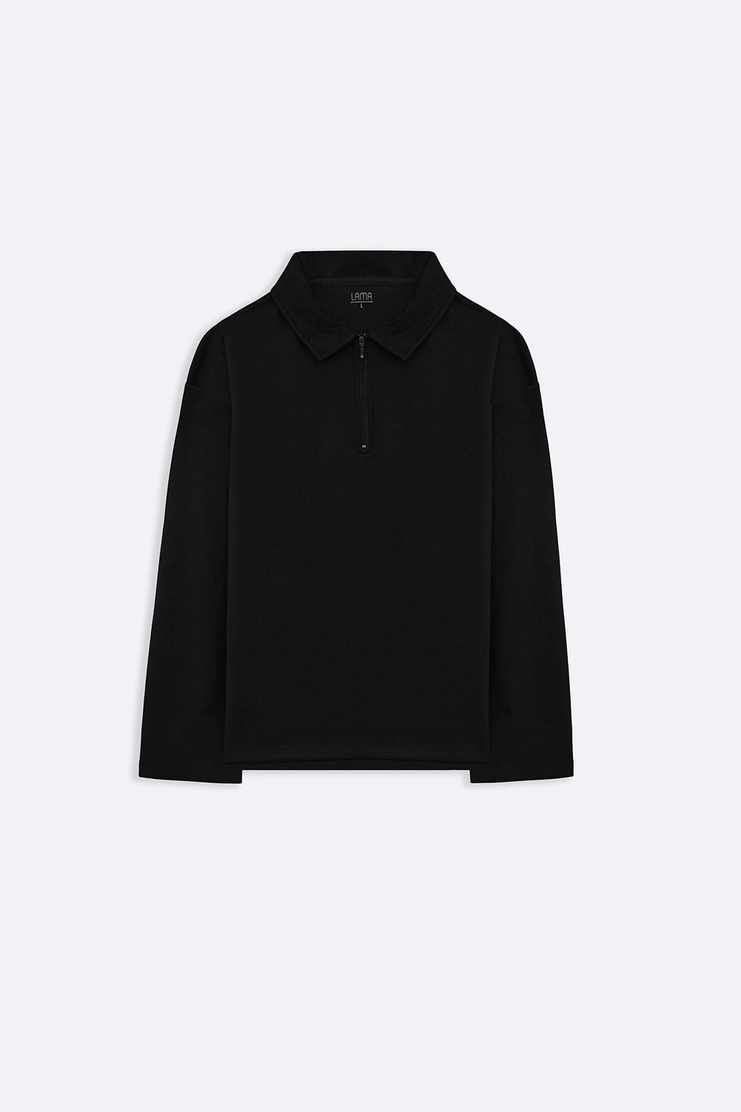 BLACK QUARTER-ZIP POLO