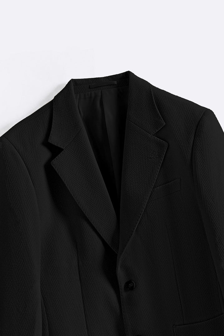 BLACK SMART TWO-BUTTON BLAZER
