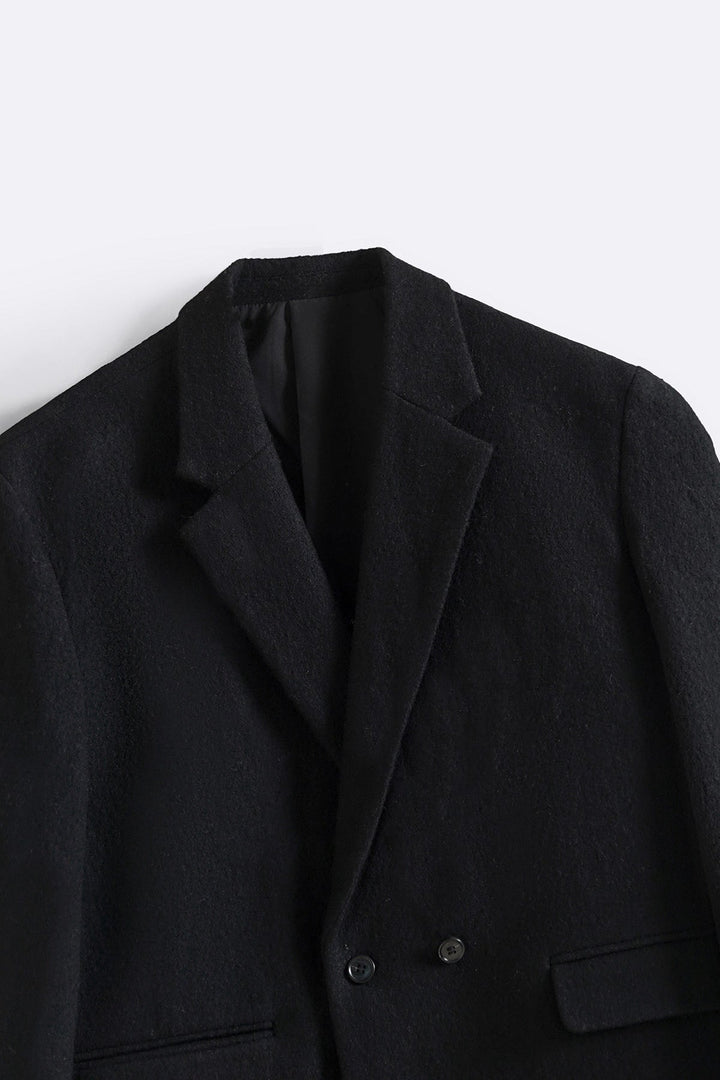 BLACK WOOL-BLEND DAILY JACKET