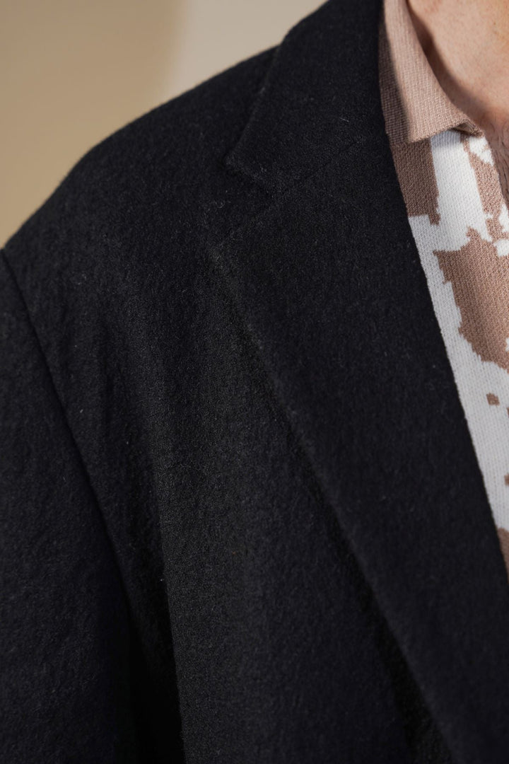 BLACK WOOL-BLEND DAILY JACKET